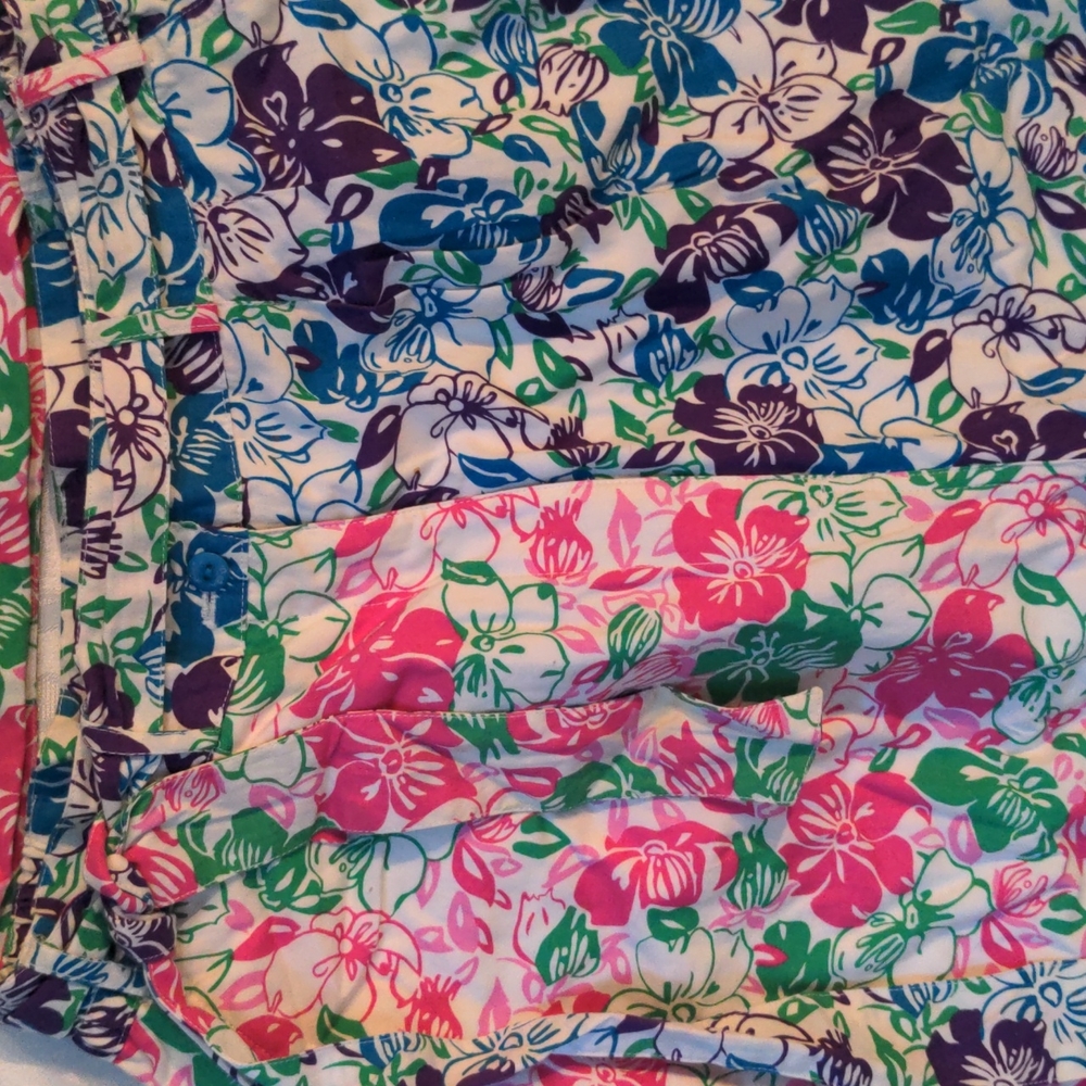 high waist floral print pants, Lilly Pulitzer, two tone trousers - Picture 3 of 7